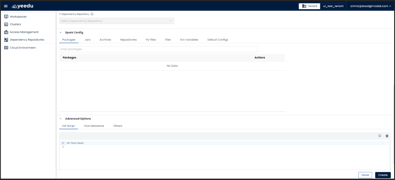cluster-spark-config-screen