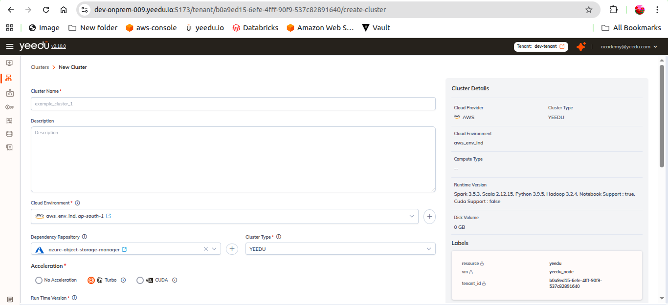 Create Cluster