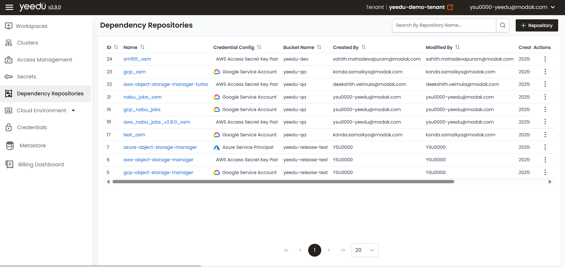 dependency-repo-list