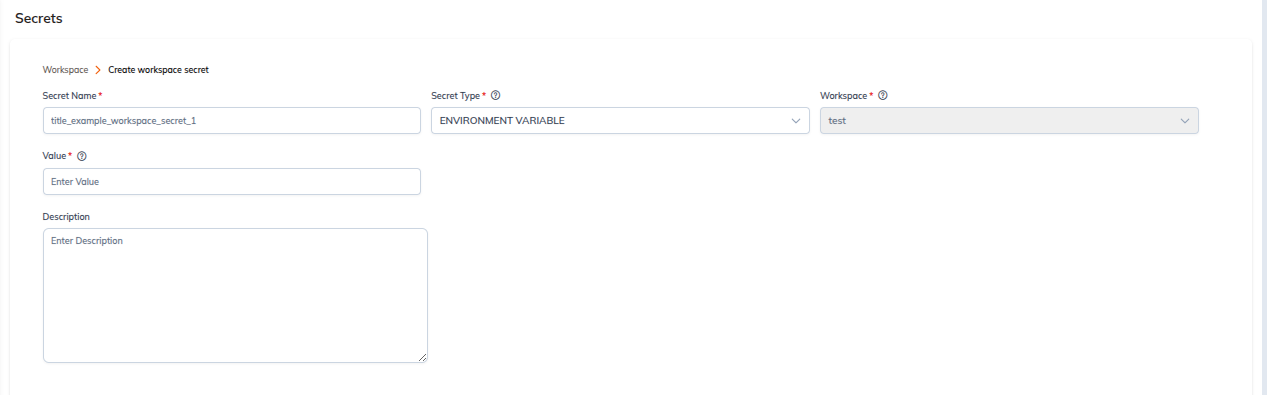 Environment variable secret form