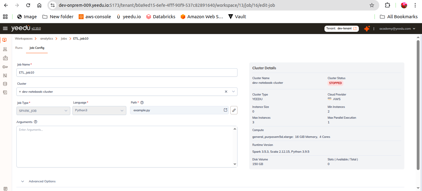 Job config